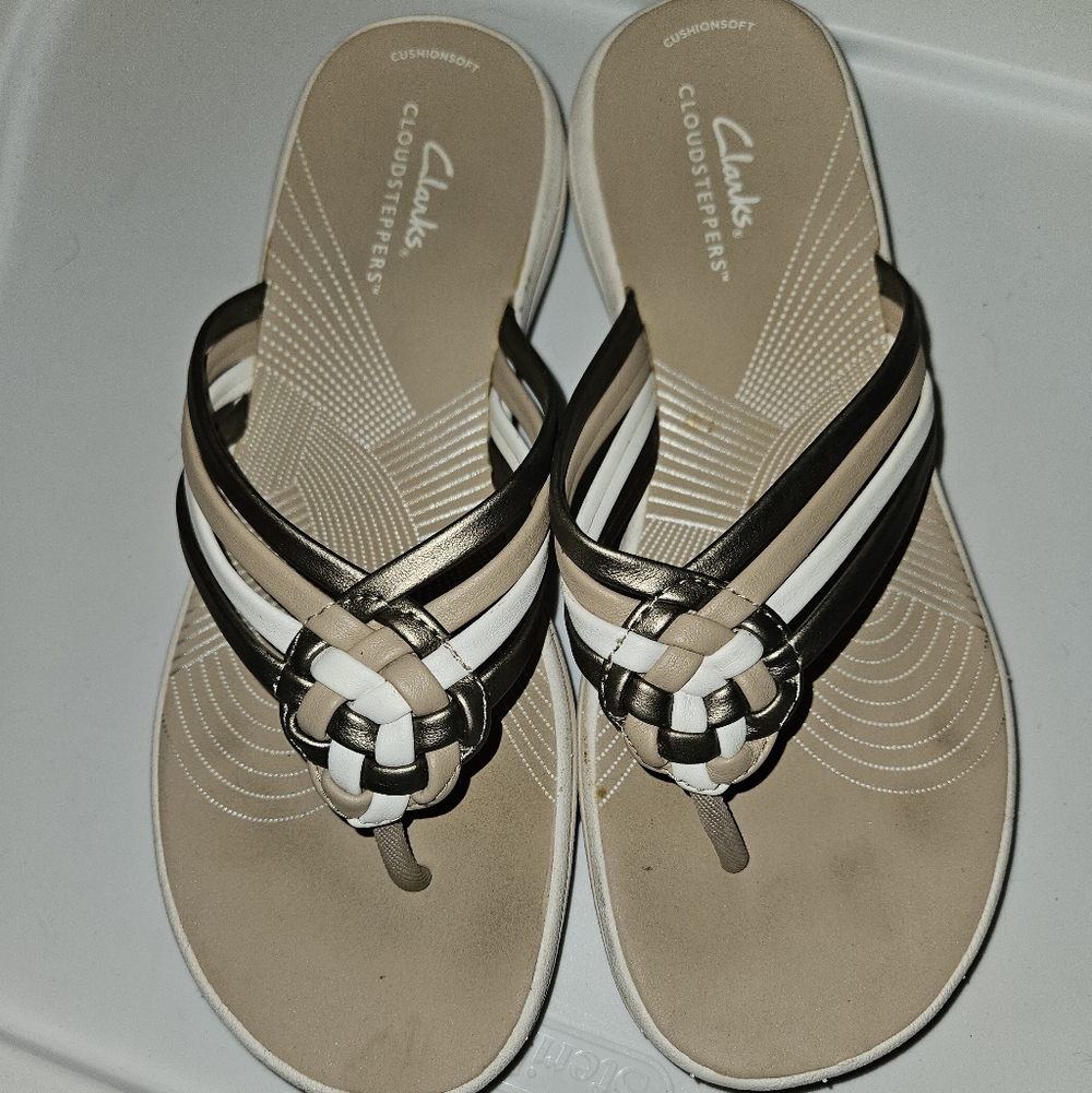 Clarks Women's Sandals - Black, White, Tan